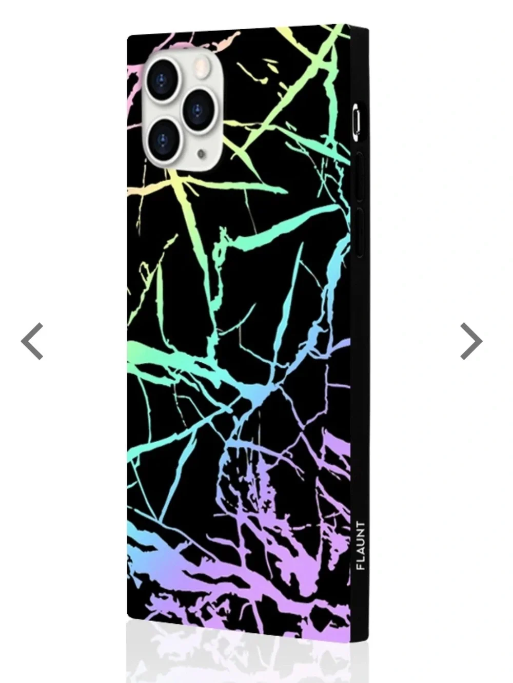 NWT FLAUNT SQUARE® Holographic Black Marble iPhone 13 Case
